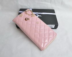 Fake Chanel Patent Leather Zip Around Wallet 37241 Pink Online